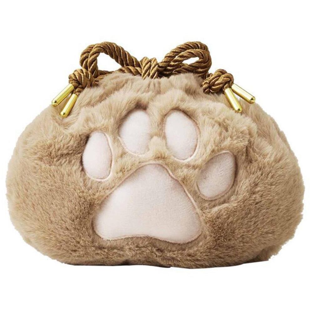 Plush Cat Paw Pouch, Adorable Makeup Bag with Drawstring Closure, Cute Coin Purse and Jewelry Storage, Travel Friendly and Compact Size for Women Gir