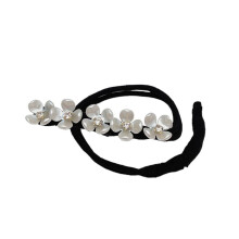 Elásticos de cabelo artesanais com strass, acessório para penteado francês com pérolas artificiais, conjunto de 4 peças com design elegante,
