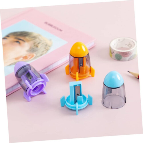 12 Pieces Rocket Design Portable Pencil Sharpener for Students, School Supplies, and Gift Items, Durable and Compact 2