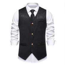 Men's Jacquard Suit Vest Size S Black Wedding Party Gilet, Classic Business Vest, Work Vest