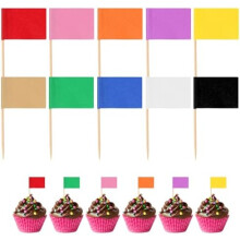 100pcs Colorful Blank Toothpick Flags, 10 Colors Rectangular Food Toothpick Flags, Solid Color Toothpick Labels for Party Cupcakes Appetizers Decor