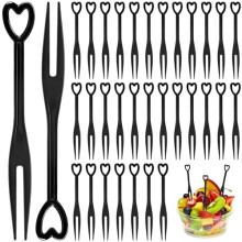 Luckaide 200 Pieces Black Plastic Fruit Forks, Finger Food Skewers, French Fry Picks, Sushi Picks, Disposable Mini Fruit Forks, Party Appetizer Picks