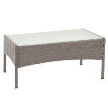 Poly-Rattan Gartentisch Hamar, Beistelltisch Tisch mit Glasplatte