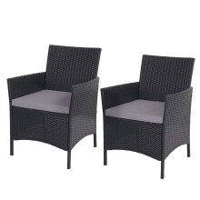 (anthrazit, Kissen anthrazit) 2er-Set Poly-Rattan Gartensessel Hamar, Korbsessel