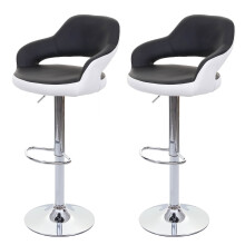 2er-Set Barhocker MCW-F16, Barstuhl Tresenhocker Drehhocker, mit Lehne Kunstleder