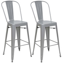 2er-Set Barhocker MCW-A73, Barstuhl Tresenhocker mit Lehne, Metall Industriedesign
