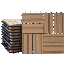 WPC Bodenfliese Sarthe, Holzoptik Balkon/Terrasse, 11x je 30x30cm = 1qm