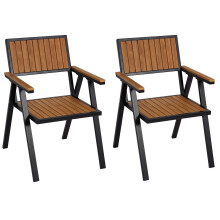 Set 2x sedie da esterno MCW-J95 alluminio aspetto legno ~ nero teak