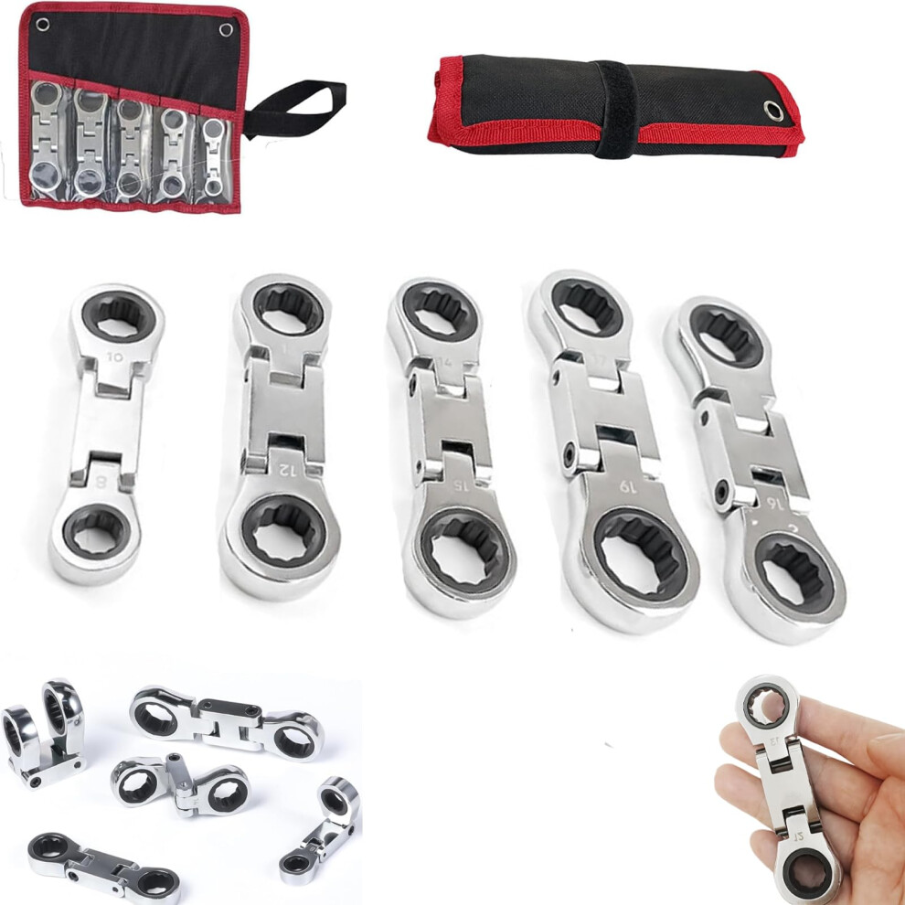 Dualdrive Nano Flexhead Pocket Ratchet 5Pack Stubby Wrench Set 3/4 In Doubleended Ratchets Narrowspace Spanner 9199774315555