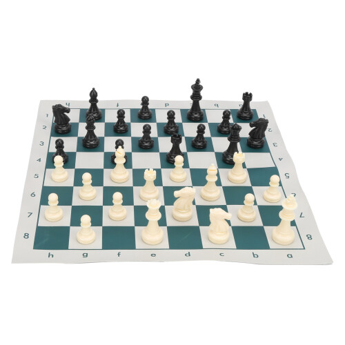 Large Plastic Chess Set with Green White Board 34x34cm Educational Game