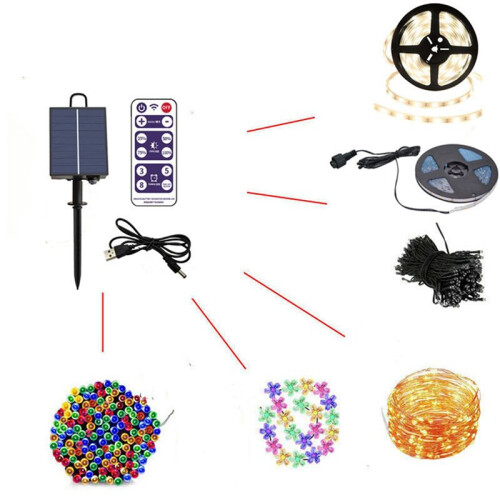 4X 1200mAh Solar Panel Control Box Kits Lithium Battery Panel for 3.7V 24V LED String Strip Lamp  Charging 1