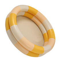 Inflatable Kids Pool Retro Style Thickened PVC Wading Pool for Safe Water Play Yellow Stripe
