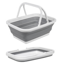 Folding Basket With Handles 38x29x17.3 cm Foldable Washing Up Bowl Portable Wash Basin For Car Wash And Home Cleaning
