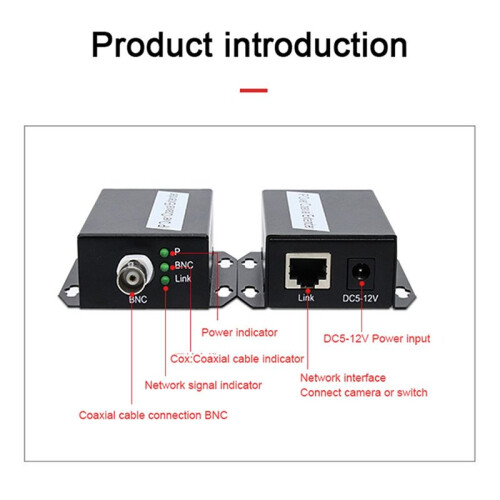 1Pair Ethernet IP Extender over Coax HD Network Kit EoC Coaxial Cable Transmission Extender US PLUG 2