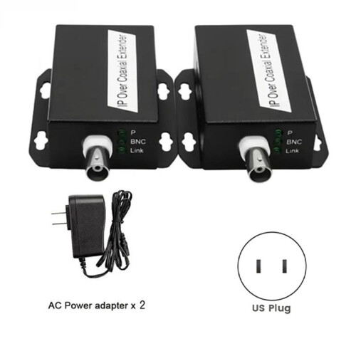 1Pair Ethernet IP Extender over Coax HD Network Kit EoC Coaxial Cable Transmission Extender US PLUG