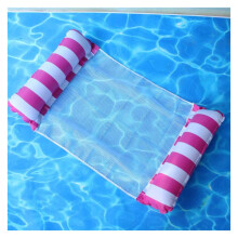 Inflatable Pool Hammock with Supportive Headrest, Durable Vinyl Floating Lounger Sky Blue