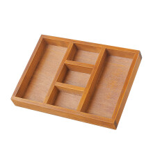 Vintage Organizer aus Holz, unterteiltes Aufbewahrungstablett mit 5 Fächern, Aufbewahrungsbox aus Naturholz für Kosmetik, Besteck und Schmuck