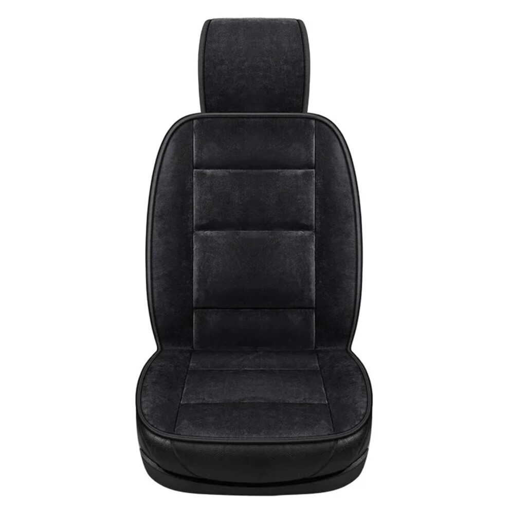 Winter Warm Plush Car Seat Covers Set Universal Fit Cushion, Wearresistant Protection Black 9094768596388