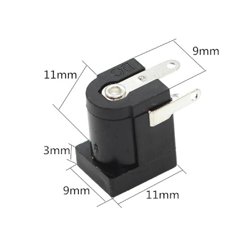 DC Power Jack Socket DC005 Black 5.5x2.1mm, RightAngle PCB Mount Connector Nylon Housing with Solder Terminals 10Pack 2