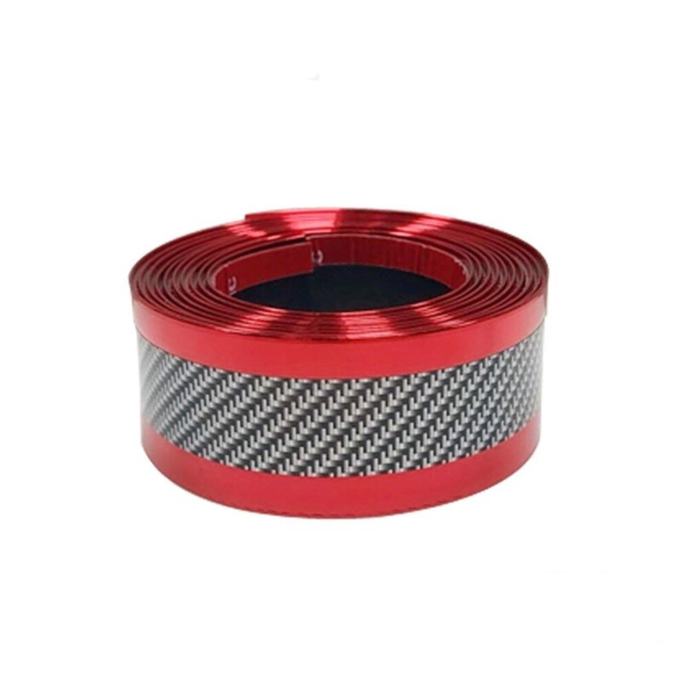 Carbon Fiber Car Door Sill Protector And Universal Rubber Bumper Guard Antiscratch Strip R Red 9199774320658
