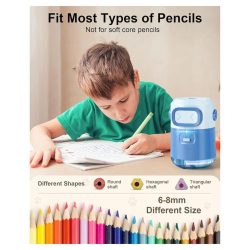 Electric Pencil Sharpener for Kids, Rechargeable Sharpener Blue 1