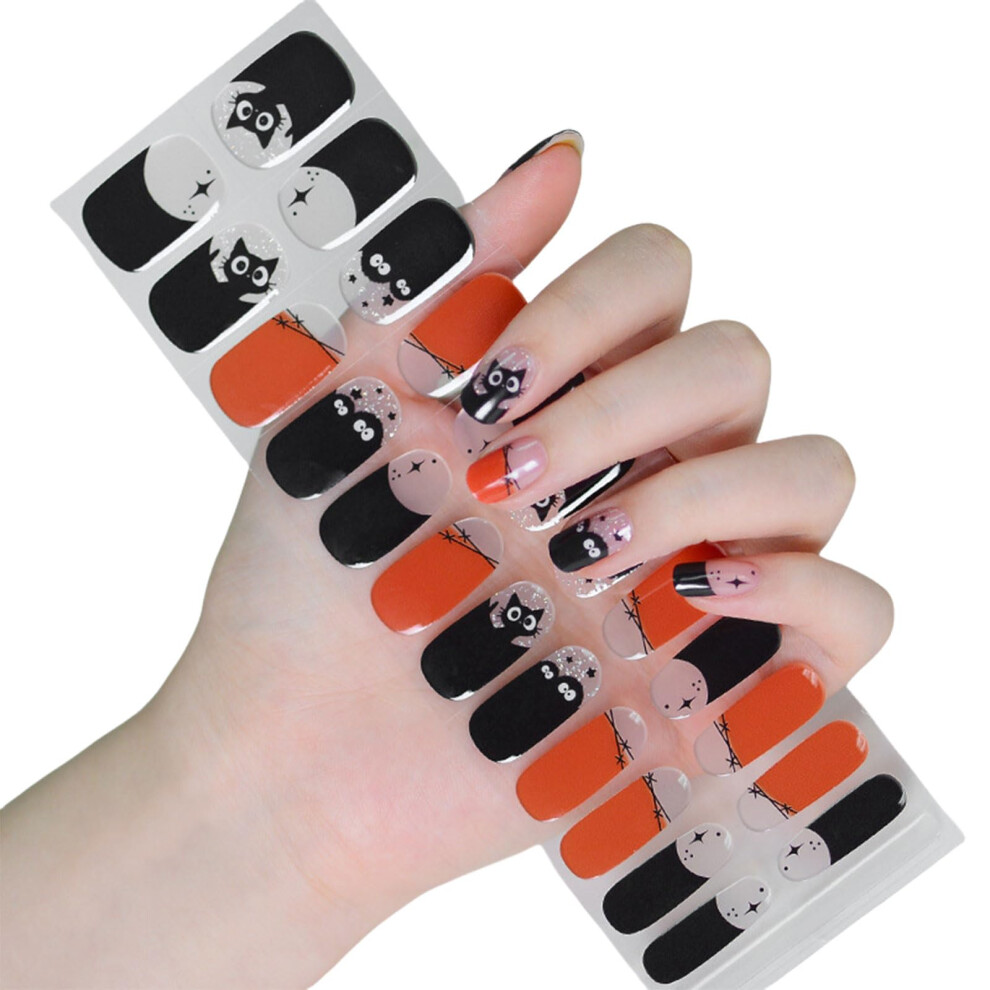 Dark Halloween Nail Stickers Glow In Semi Cured Gel Strips Diy Festive Salon Quality