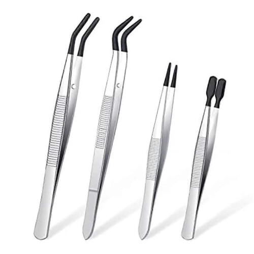 4 pinças depilação com pontas borracha/PVC