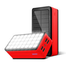 Portable USB Solar Charger 40000mAh Solar Power Bank 4 Outputs Dual Inputs 32 LEDs Flashlight Fast Charging for Phones