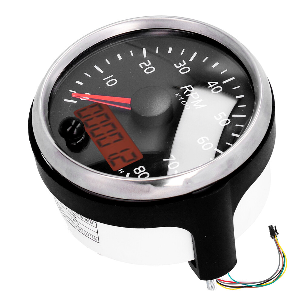 3.3In 0-8000Rpm 12V/24V Tachometer With Lcd Hourmeter Backlight Amber/White 8281377786830