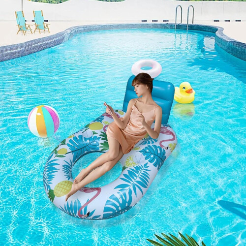Inflatable Pool Float for Adults with Comfortable Backrest and Breathable Mesh Seat Water Hammock 2