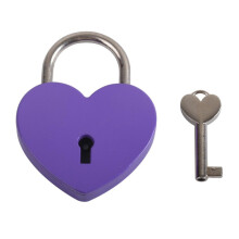 Metal Heart Shaped Padlock Lavender Color Polished Metal Lock For Jewelry Box, Diary, Handbag; Skeleton Key Replacement
