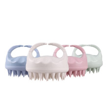 (Beige) Silicone Scalp Massager Shampoo Brush, Wheat Straw Material Bath Cleaning Tool, Deep Cleansing Dandruff Removal Itch Relief Hair Washing Brush