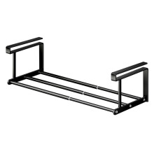 Under Shelf Storage Telescopic Under Desk Storage Non Slip Adjustable Rack Tray For Pantry Kitchen RV Bathroom Black