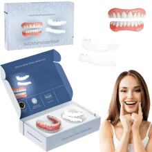 Silicone Denture Set Upper and Lower False Teeth for Men and Women Quick Tooth Restoration