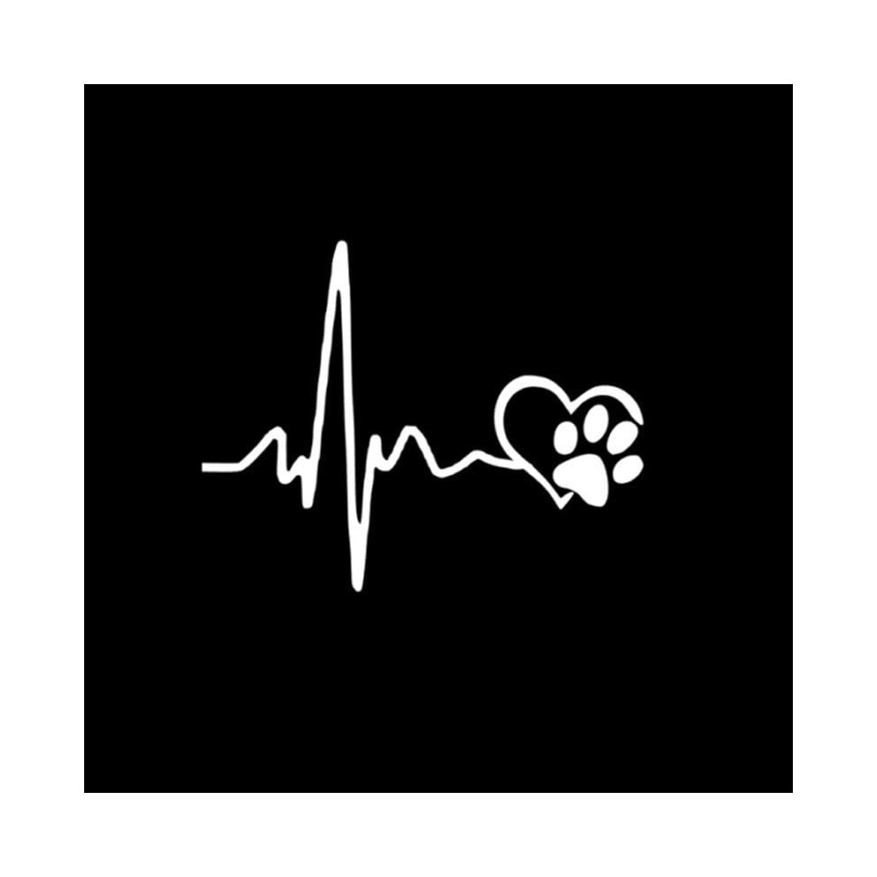 Heartbeat Lifeline Paw Print Car Sticker Vinyl Decal For Cat Dog Lovers Scratch Cover Silver 9199774324083