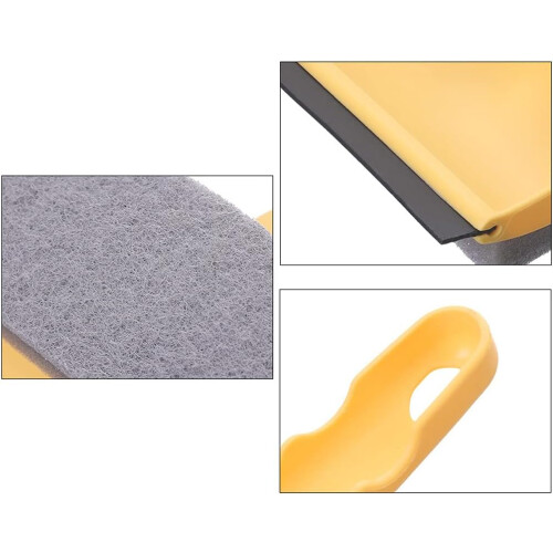 Double Sided Window Squeegee with Sponge for Glass Cleaning, Long Handle Shower Door Scraper 2