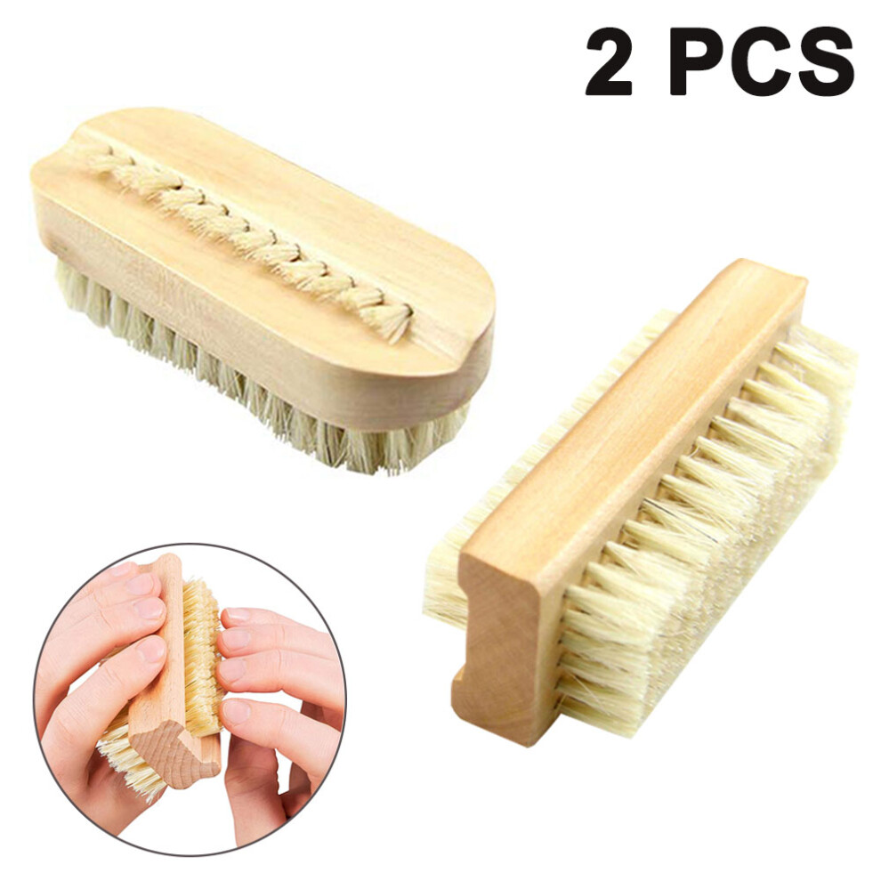 Sustainable Bamboo Nail Brushes, 2 Packs for Complete Nail Hygiene, Dual Bristle Textures, Portable Size, Natural & Durable Acacia Wood For Daily Use