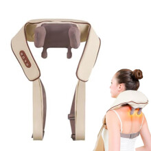 Wireless Neck and Shoulder Massager with Heat, Deep Tissue 6Head Design for Back Waist Leg – Brown