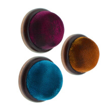Wooden Base Pin Cushion 3Piece Set Glitter Red Gold Blue Sewing Needle Cushion For DIY Handcraft And Home Sewing Supplies
