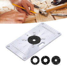 Woodworking Router Table Insert Plate 23.5x12x0.8cm Aluminum Black