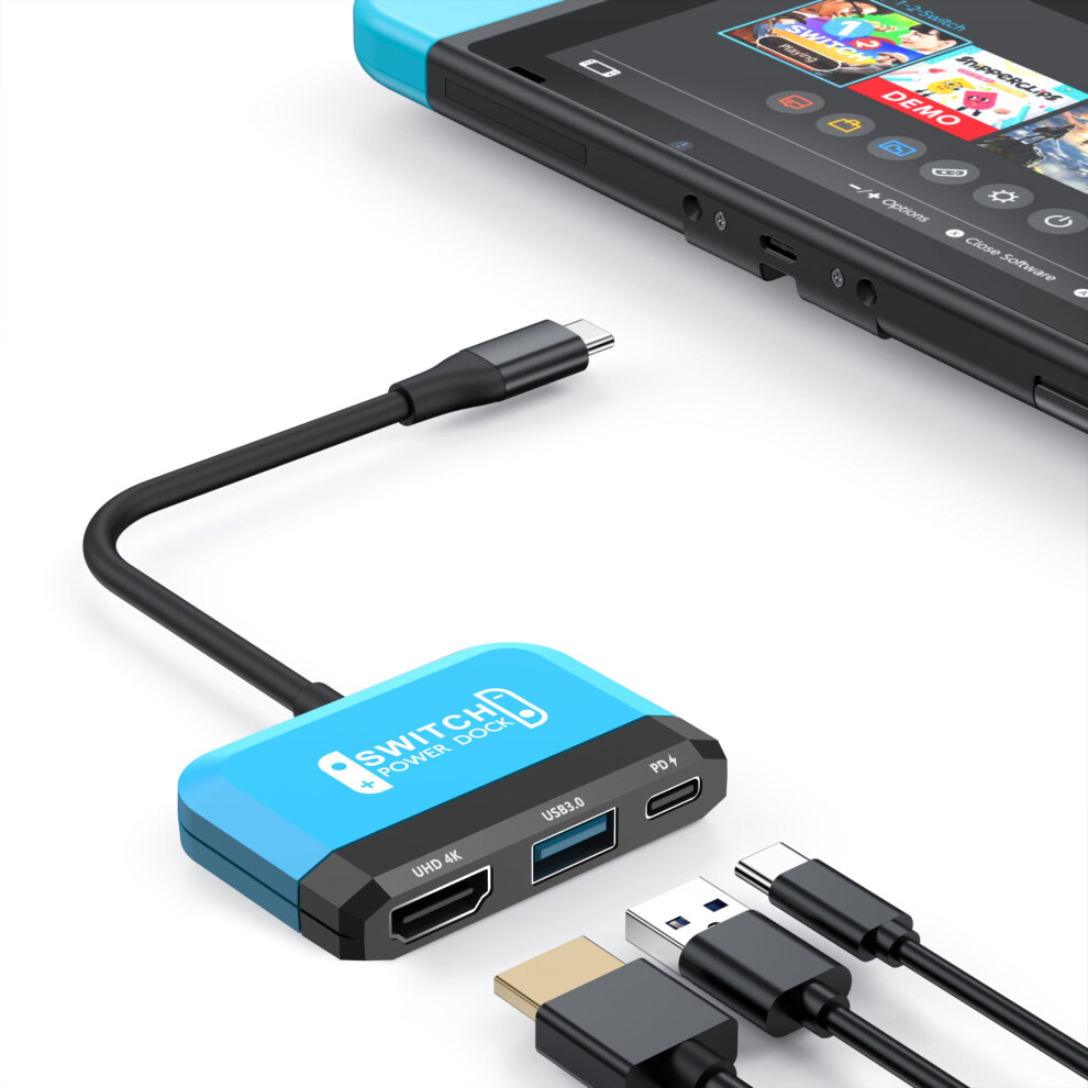 Dock With 4K Hdmi, Usb 3.0, 100W Fast Charging, Compact Travel Adapter For Nintendo Switch Oled 9382693966650