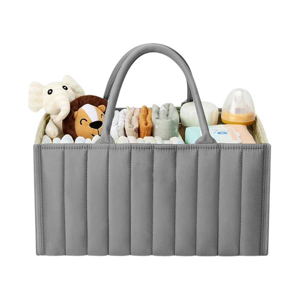 Portable Baby Diaper Caddy Organizer Nursery Wipes Storage Bag For Diapers And Wipes Grey