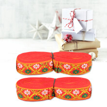Set da 2 pezzi di nastro in pizzo ricamato, 7 m x 2,5 cm, rosso