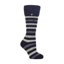 (04-Aug, Marine) Heat Holders - Heat Holders - Damen Thermo Socken für Gummistiefel | Lange Kniesocken Gestrieft