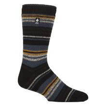(06-Nov, Schwarz / Senf) Heat Holders - Gemusterte gebürstete Thermosocken für Herren mit Streifen