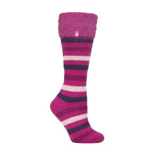 (04-Aug, Fuchsia-Rot) Heat Holders - Heat Holders - Damen Thermo Socken für Gummistiefel | Lange Kniesocken Gestrieft