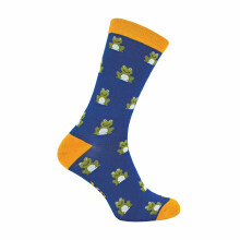 (6-11, Frogs (Navy)) Mr Heron - 1 Pack Mens Novelty Animal Pattern Bamboo Socks