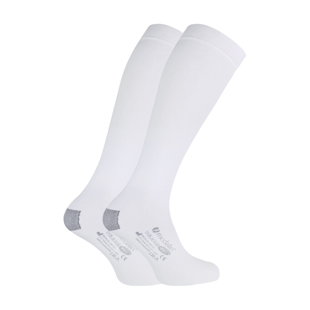 Medalin (Xl, White) - 2 Pairs Graduated Compression Below Knee Anti Embolism Socks