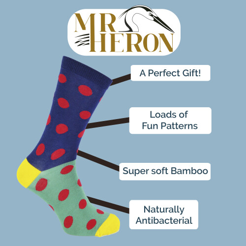 (6-11, Donuts (Navy)) Mr Heron - 1 Pack Mens Novelty Patterned Bamboo Socks 2