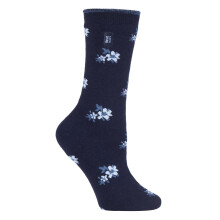 (04-Aug, Marineblau mit Blumenmuster (Bellis)) Heat Holders - Heat Holders - Ultra Lite Thermosocken mit Gebürstetem Innengarn für Damen